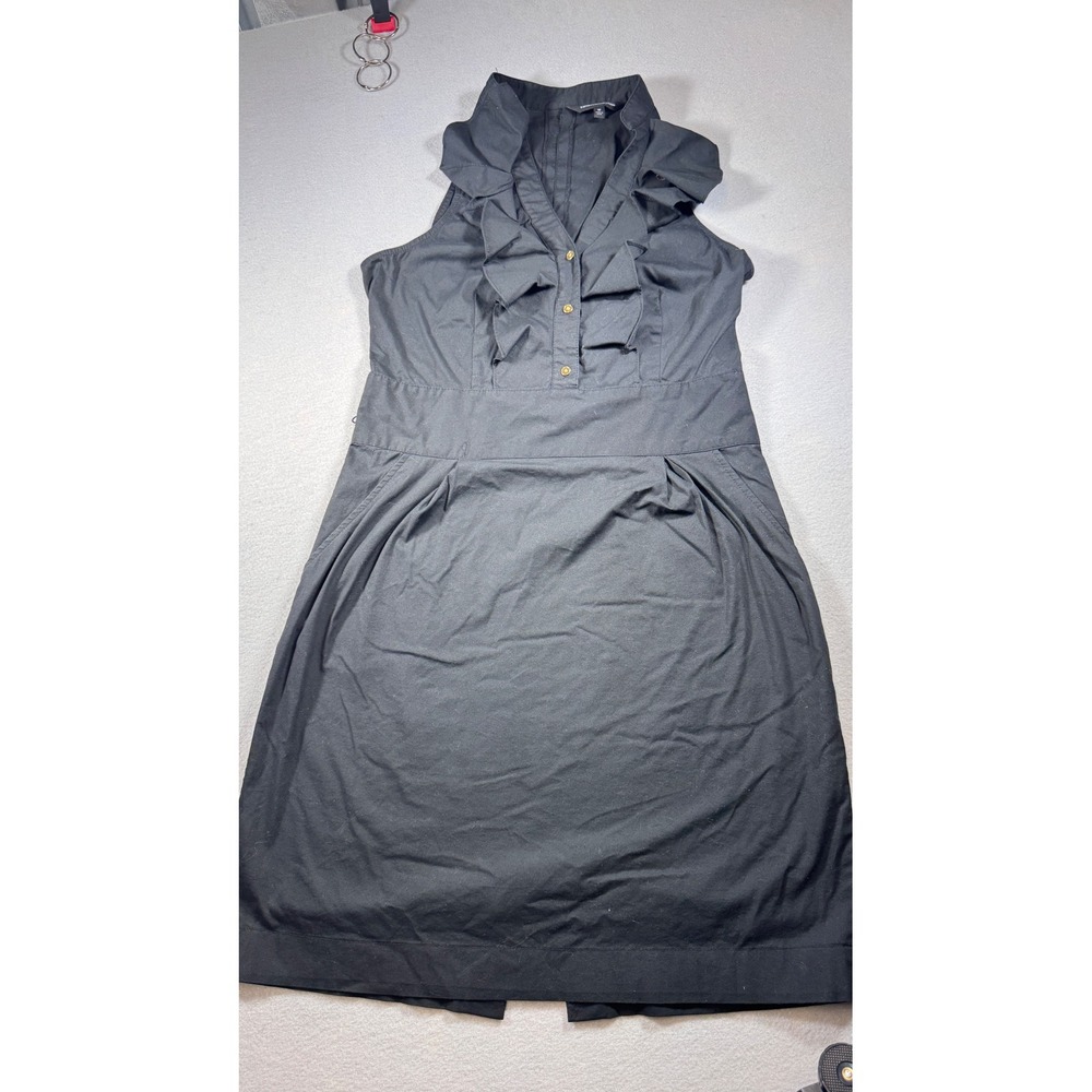 Express Design Studio Black Ruffle V-Neck Sleeveless Sheath Dress Size 10